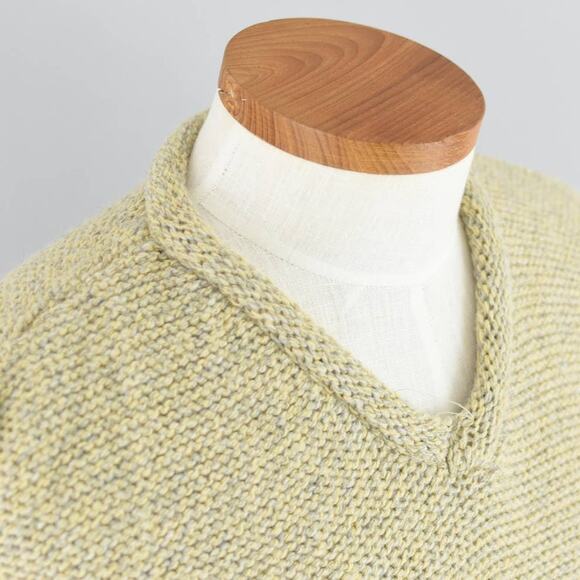 Vintage Chunky Knit Wool Blend Yellow Sweater, Men's Medium - Picture 8 of 10